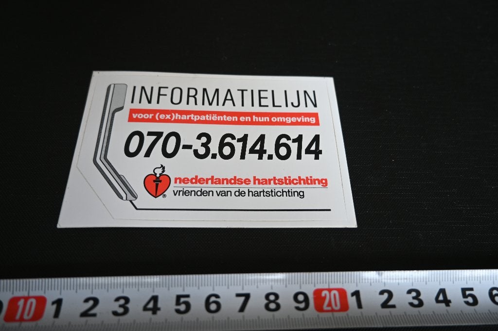 sticker Nederlandse Hartstichting Informatielijn 070-3614614, Verzamelen, Ophalen, Zo goed als nieuw