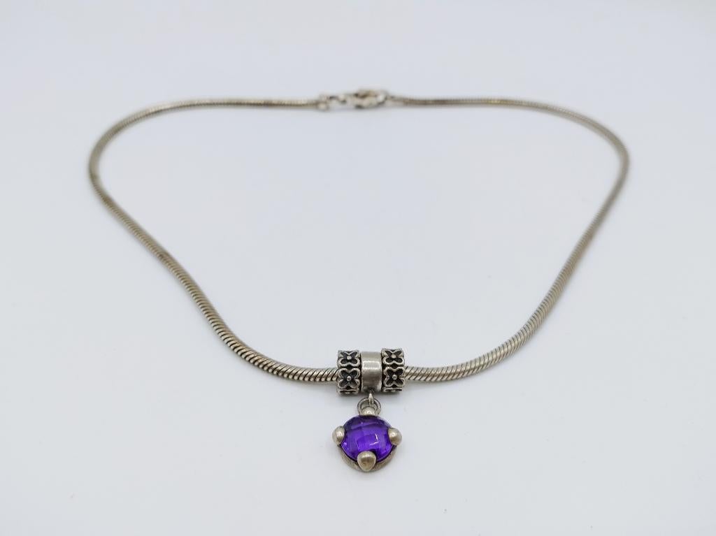 Zilveren Tedora ketting met hanger, 46 cm, Met hanger, Gebruikt, Info@zilverwebsite.nl, Verzenden