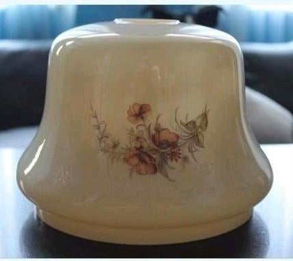 Prachtig retro glazen lampenkap met bloemen, Rond, Ophalen of Verzenden, Zo goed als nieuw, Minder dan 25 cm