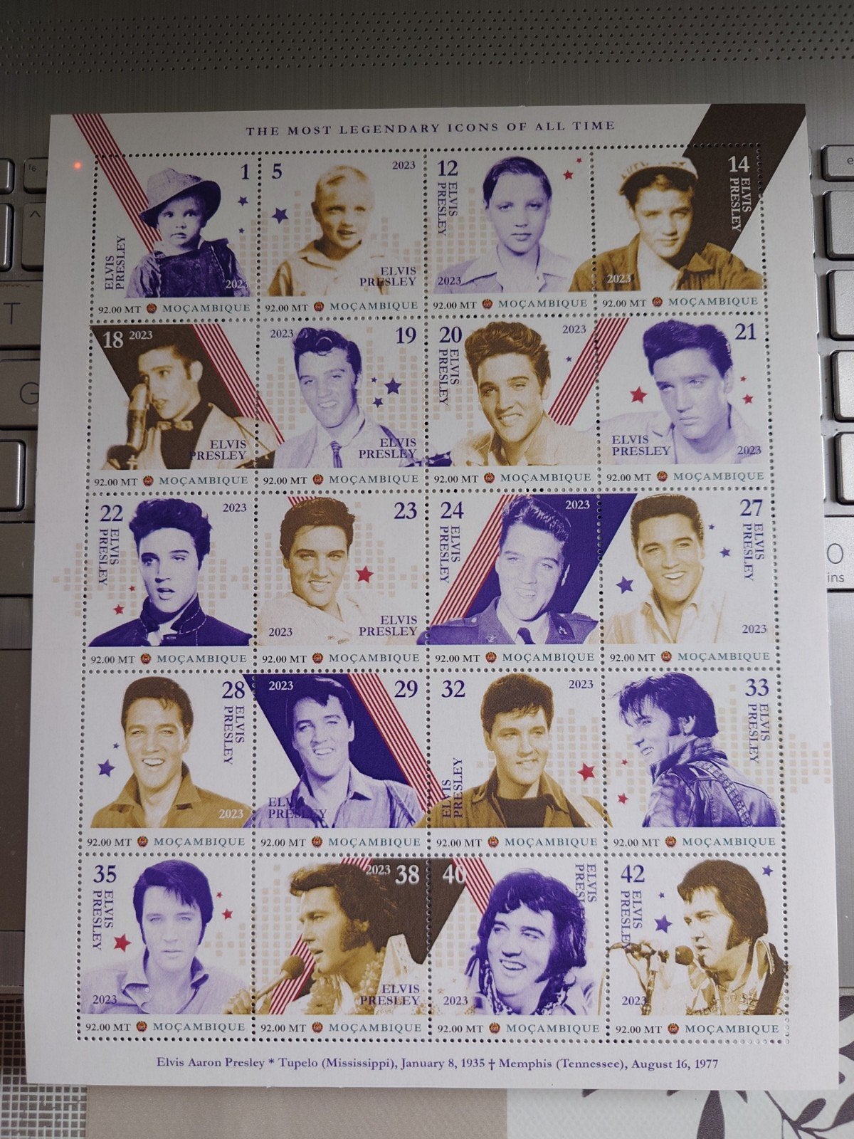 Elvis Presley postzegelvel - The Most Legendary Icons, Ophalen of Verzenden, Na 1940, Postfris