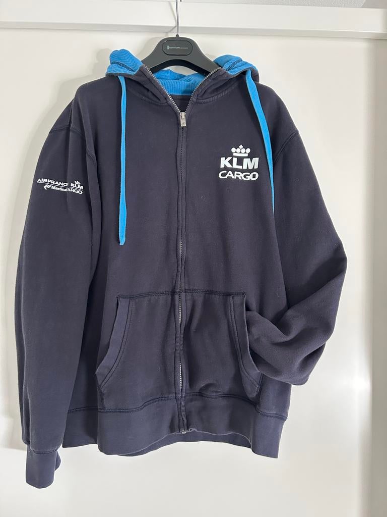 KLM Cargo Hoodie met rits. Niet officieel., Ophalen of Verzenden, Gedragen, Maat 52/54 (L), Blauw