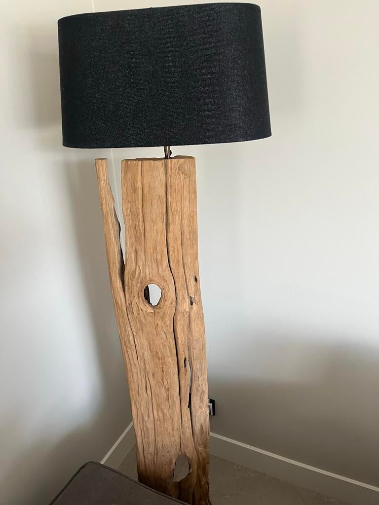 Unieke boomstam vloerlamp - Zo goed als nieuw!, Ophalen, Zo goed als nieuw, Hout, 100 tot 150 cm