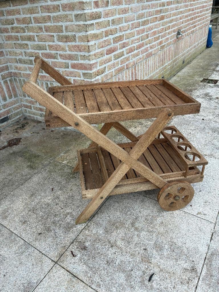 Teakhouten tuinserveerwagen, Ophalen, Gebruikt
