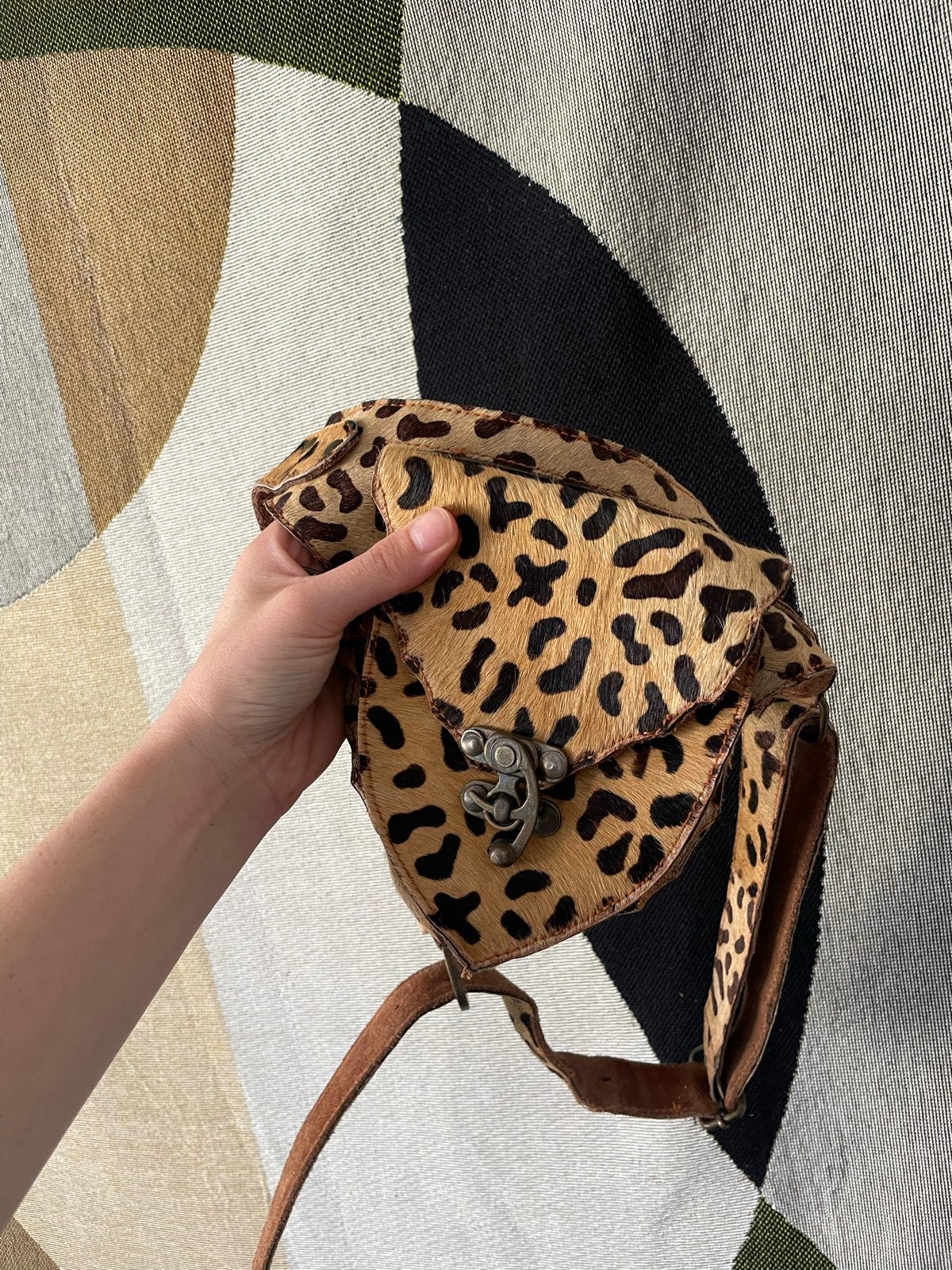 Leuk festival tasje met panterprint, Sieraden, Tassen en Uiterlijk, Tassen | Damestassen, Ophalen of Verzenden, Gebruikt, Bruin