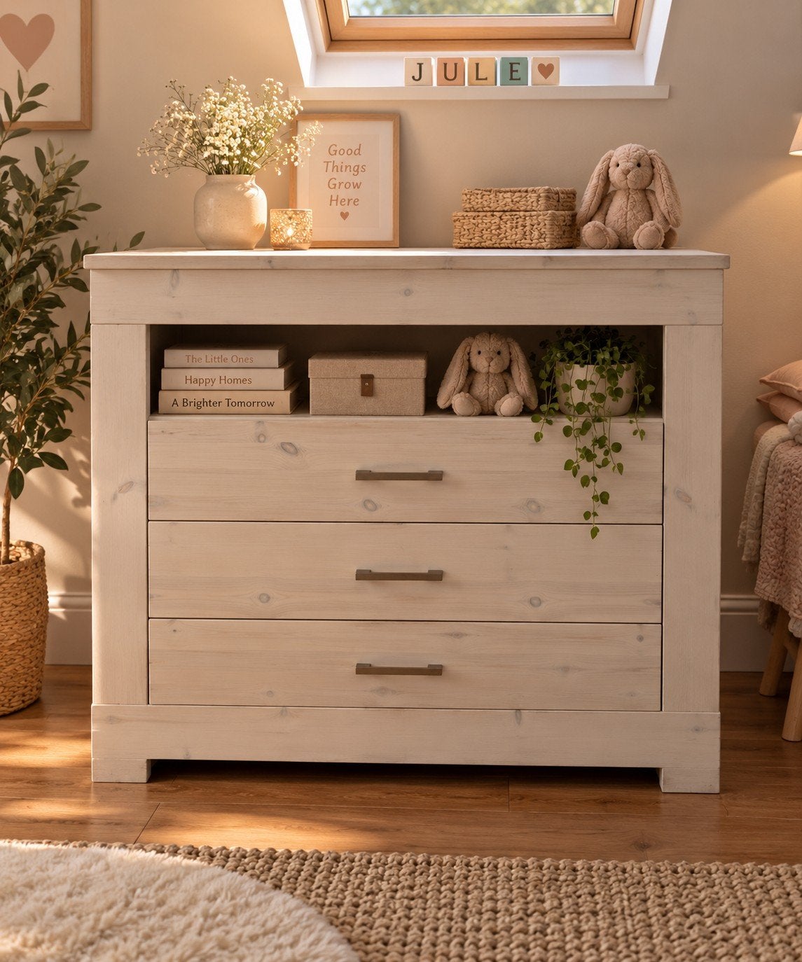 Stevige houten commode / ladekast met 3 ruime lades, Ophalen, Gebruikt, 50 tot 100 cm, 3 of 4 laden