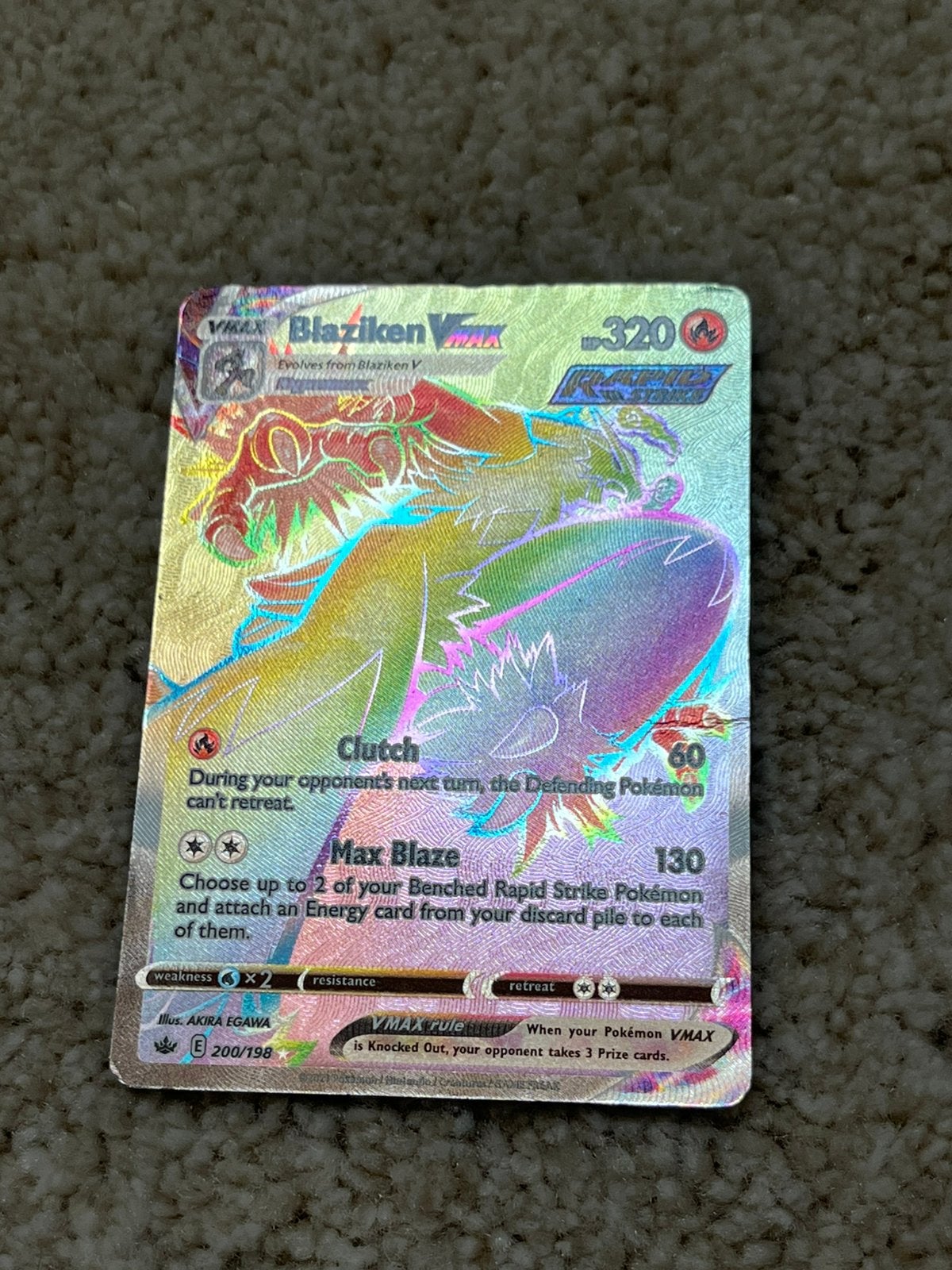 Blaziken Vmax rainbow pokemonkaart, Ophalen of Verzenden, Nieuw, Losse kaart