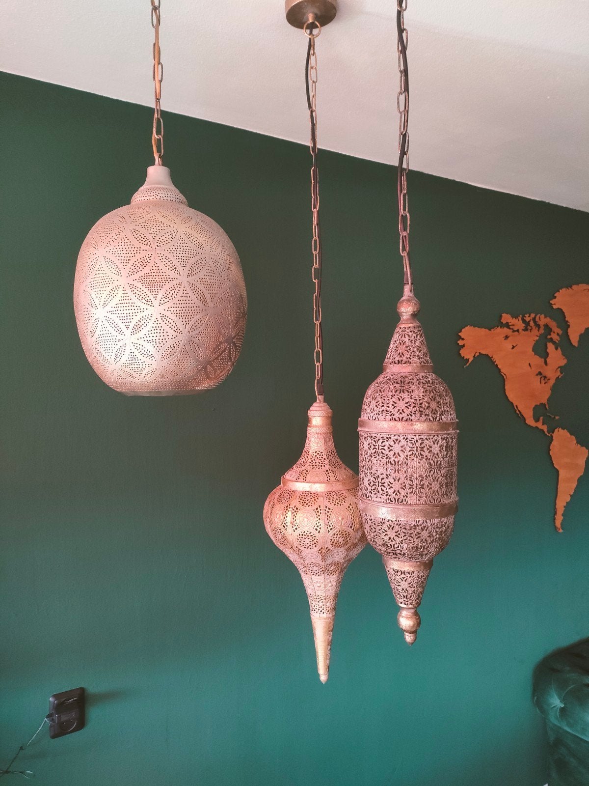 Hadi Marrakech Lamp Zilver - Oosterse Hanglamp, Oosters, Marokkaans, Gebruikt, Ophalen of Verzenden, Metaal