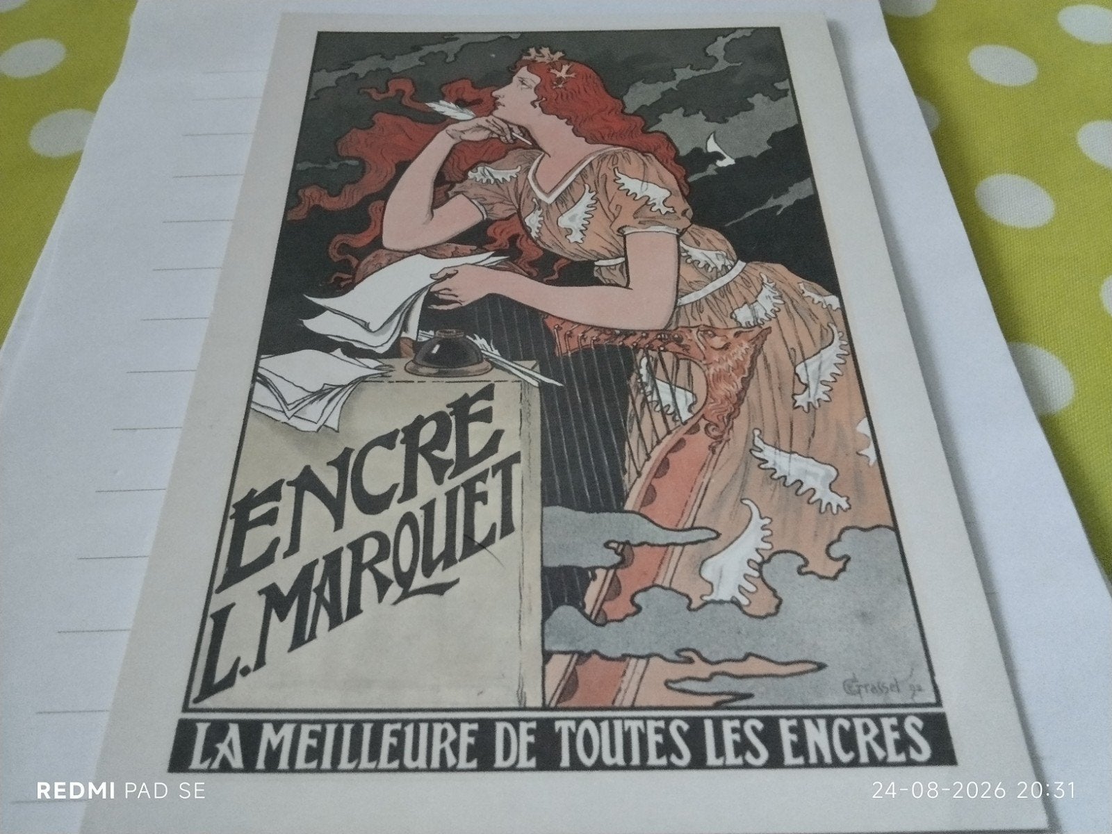 Art Nouveau briefkaart: Encre L. Marquet, Parijs, 1892, Ophalen of Verzenden, Voor 1920, Ongelopen, Overige thema's