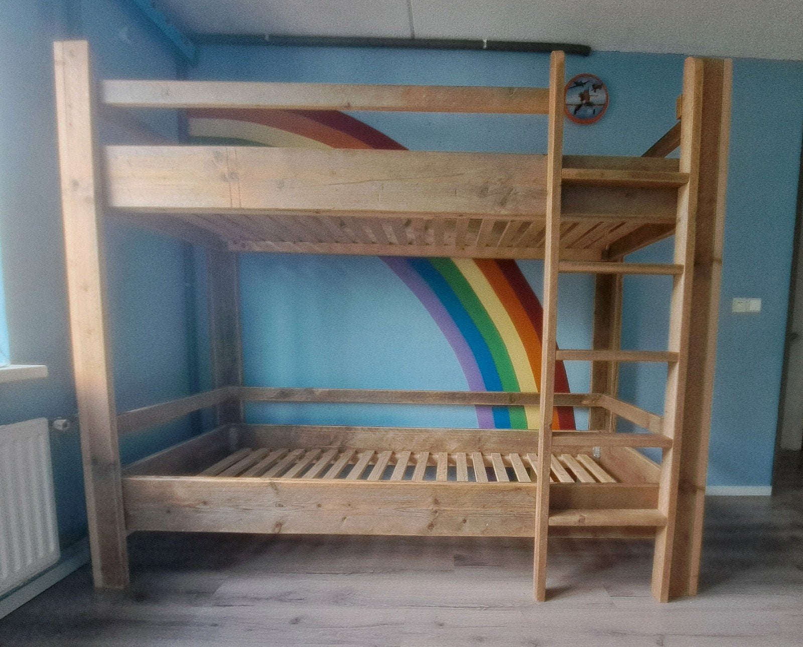 Steigerhouten stapelbed Livengo (2.00x0.80m), Huis en Inrichting, Slaapkamer | Stapelbedden en Hoogslapers, Ophalen, Tweepersoons