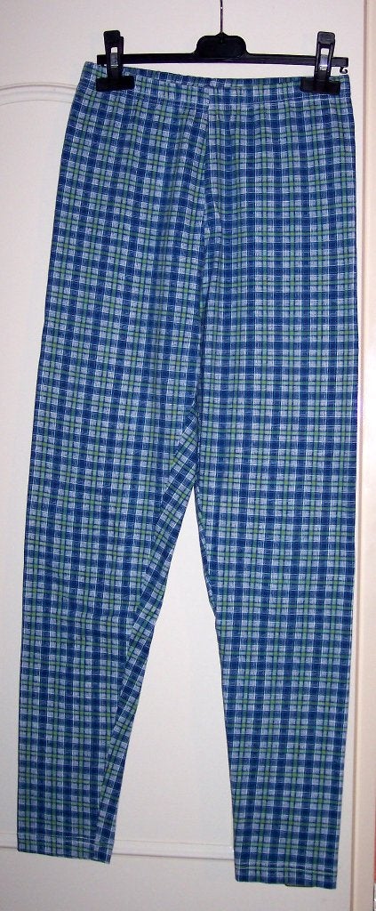 Legging blauw groen ruit Maat 38 ( Jool ), Legging, Maat 36/38 (S), Blauw, Ophalen of Verzenden