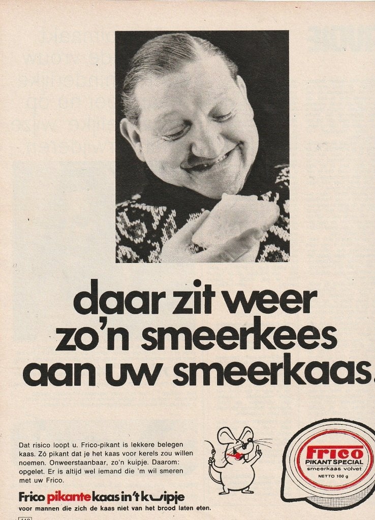 retro reclame 1969 Frico zuivel kaas smeerkees aan smeerkaas, Verzenden, Overige typen