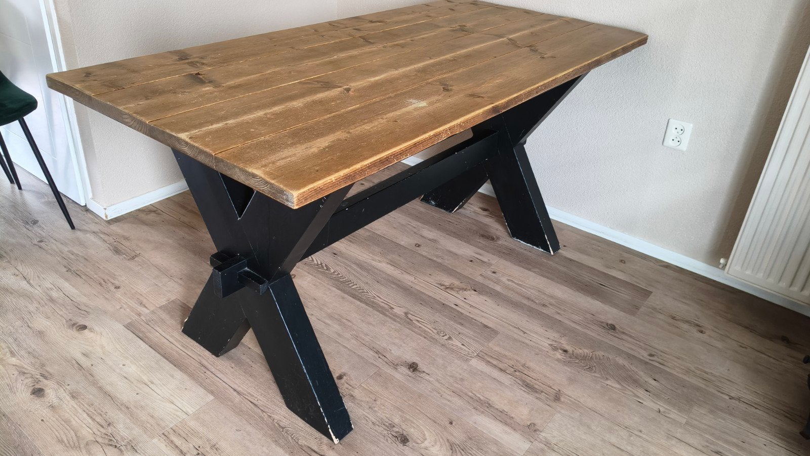 Handgemaakte massief houten eettafel 160x90, Ophalen, Landelijk, Robuust, 50 tot 100 cm, Vijf personen of meer