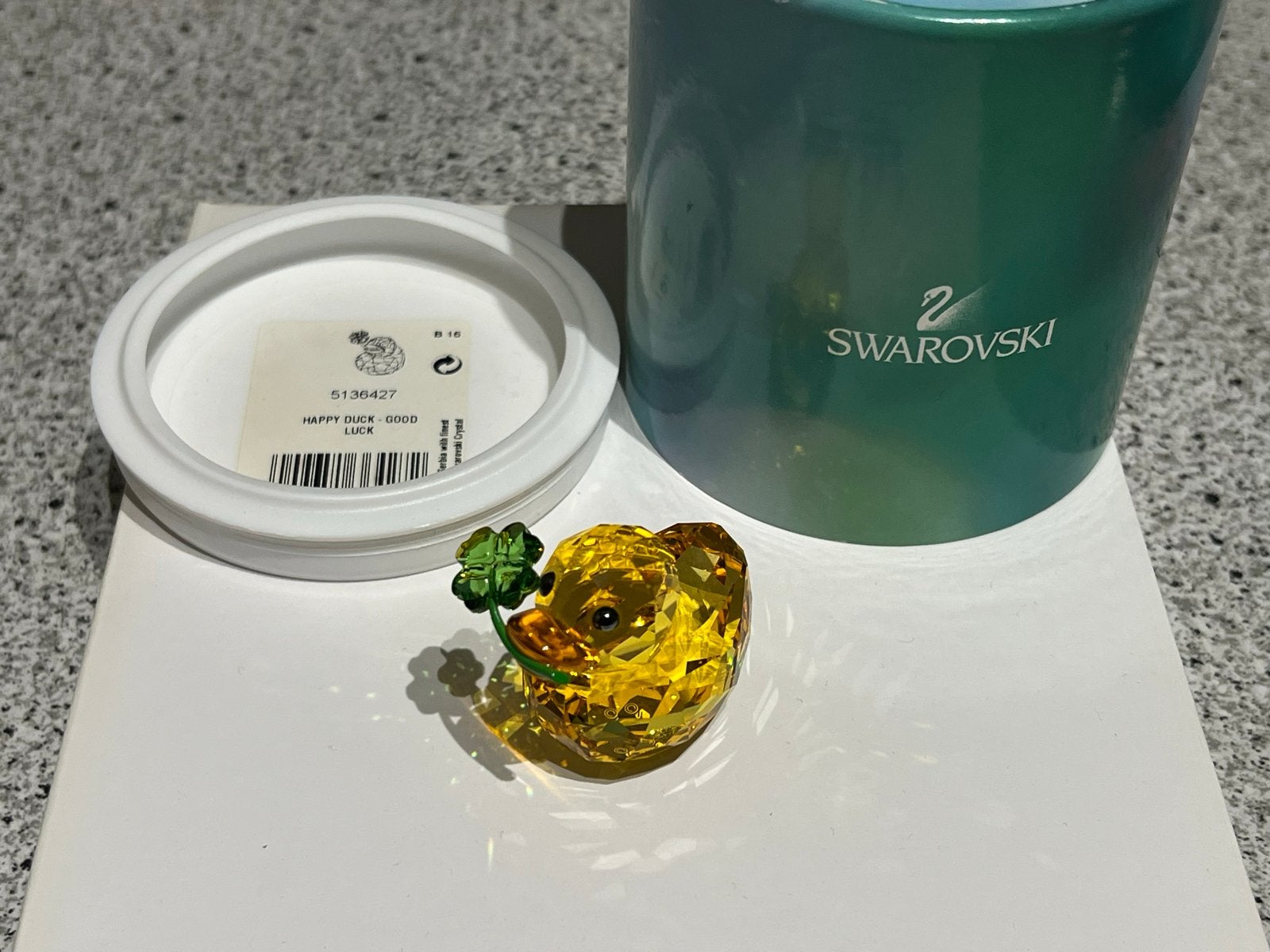 Swarovski Happy Duck - Good Luck (Lovlots edition), Verzamelen, Swarovski, Ophalen of Verzenden, Zo goed als nieuw, Mode-accessoire