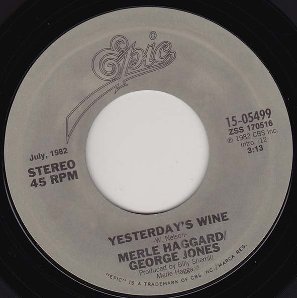 Merle Haggard / George Jones - Yesterday's Wine 7" 45, Ophalen of Verzenden, Zo goed als nieuw, 7 inch, Country en Western