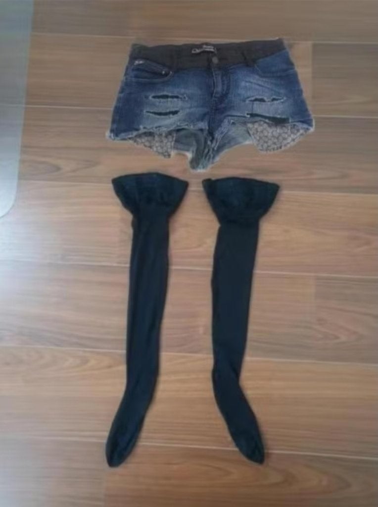 Hotpants + stockings hold ups maat s, Verzenden, Zwart, Maat 36 (S), Lang