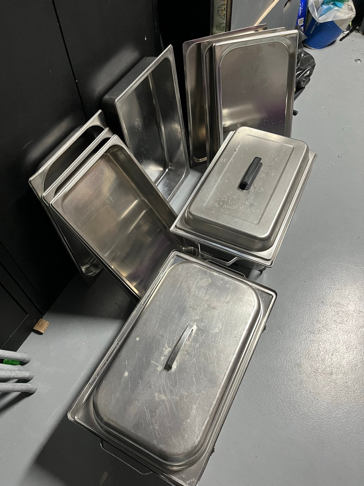 Warmhoudbakken chafing dishes rvs, Ophalen, Gebruikt