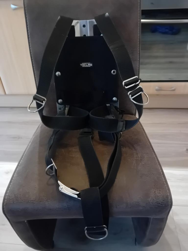 RVS Backplate met Harnas voor Duiken - Tecline, Watersport en Boten, Duiken, Ophalen of Verzenden, Zo goed als nieuw, Trimvest of Wing