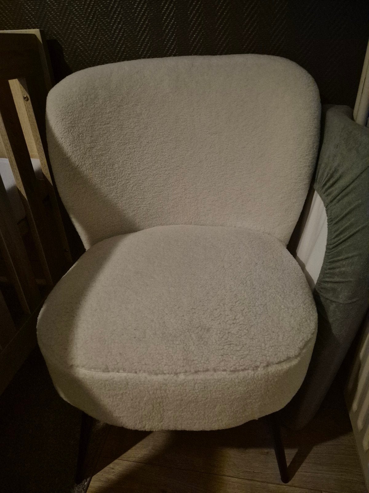 Stoel met poef Teddystof, Huis en Inrichting, Ophalen, Zo goed als nieuw, 75 tot 100 cm, 50 tot 75 cm