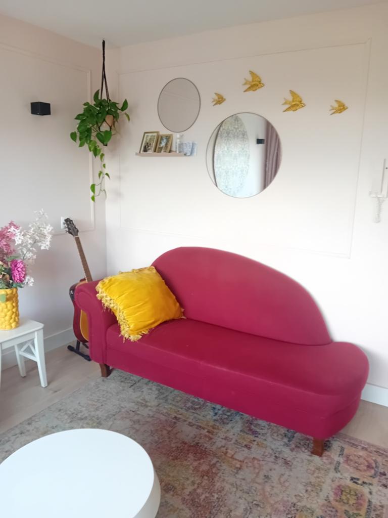Lounge bankje / chez longue roze bankje, Huis en Inrichting, Banken | Sofa's en Chaises Longues, Ophalen of Verzenden, Gebruikt