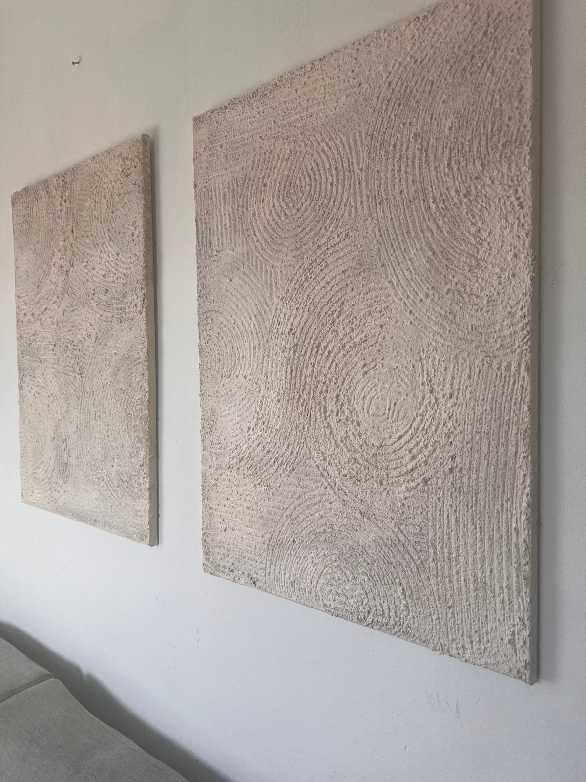 Japandi abstract structuur 2 luik schilderijen 55x75, Ophalen of Verzenden