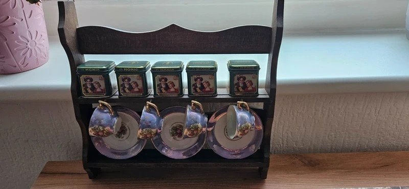 Vintage Honig-blikjes set + 3 porseleinen kopjes & schotels, Ophalen of Verzenden