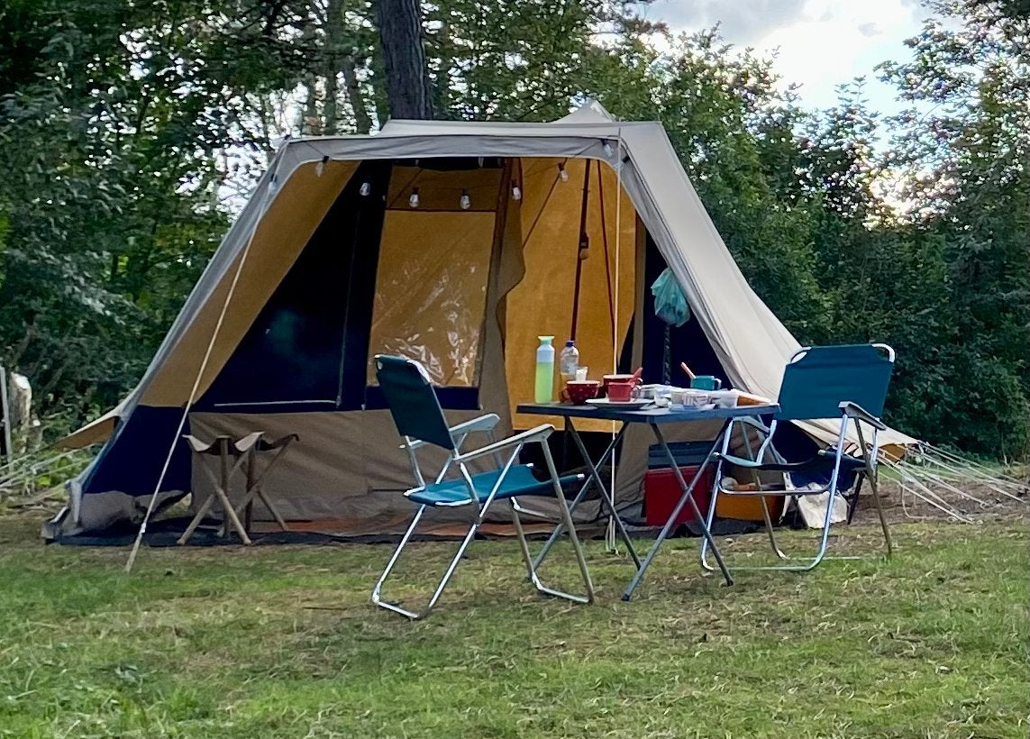 Katoenen De Wit katoenen piramide tent Atalanta 4-6 persoons, Caravans en Kamperen, Ophalen, Zo goed als nieuw, Tot en met 4