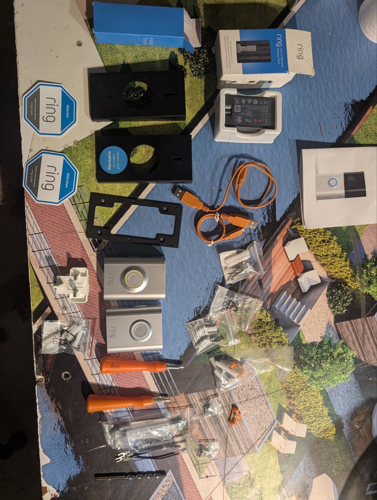Ring Video Doorbell 2 parts, kapjes, montageplaat, batterij, Ophalen of Verzenden, Gebruikt, Buitencamera