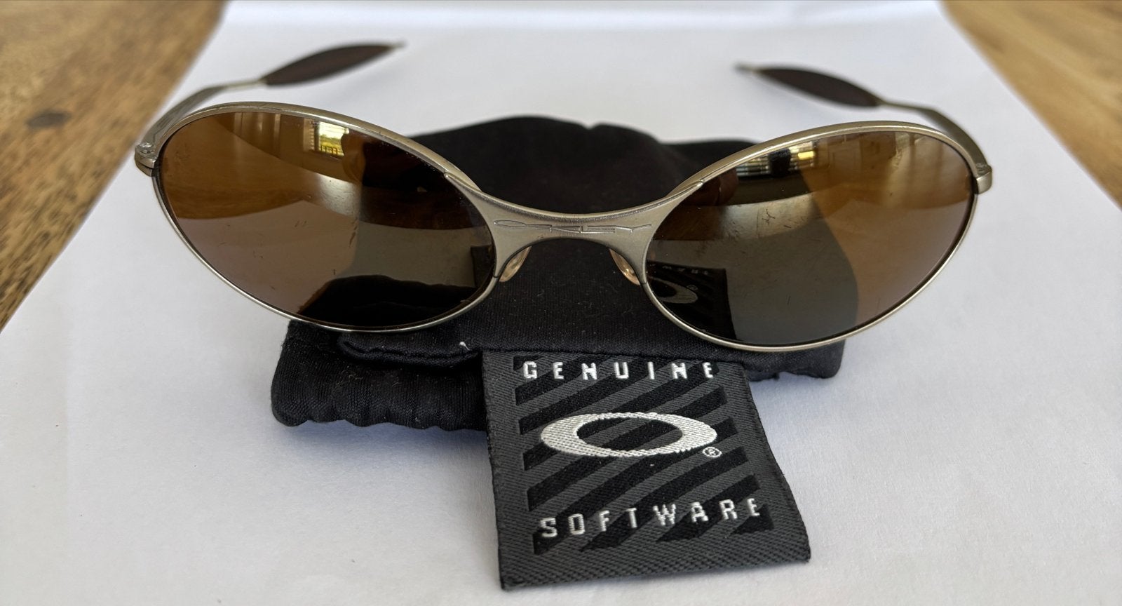 Oakley E-Wire Gen 1 (1993) - Vintage Zonnebril, Gebruikt, Zonnebril, Bruin, Ophalen of Verzenden