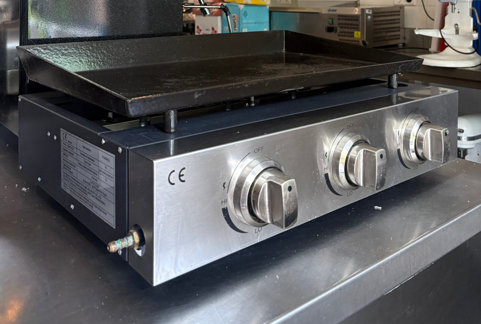 Professionele Gas Plancha — 3 Branders RVS — Horeca Bakplaat, Ophalen, Fornuis, Frituur en Grillen