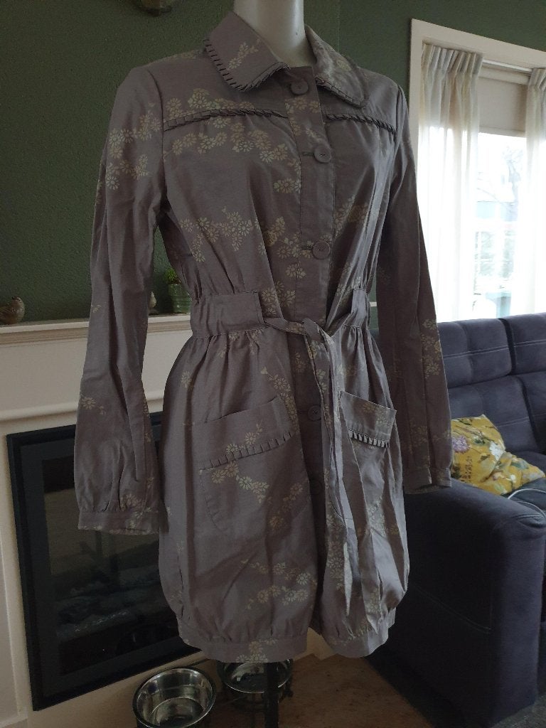 Noa Noa schitterende beige blouse jurk bloemen mt S 36, Beige, Zo goed als nieuw, Knielengte, Maat 36 (S)
