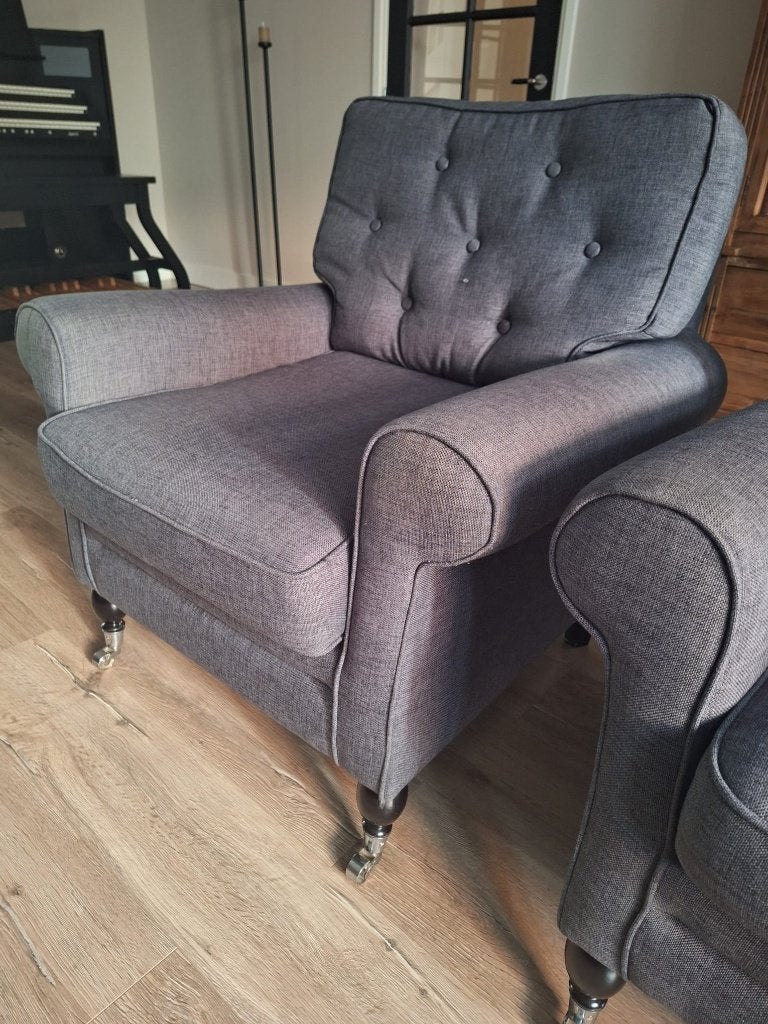 3 antraciet fauteuils – Country Life Style, Gebruikt, 75 tot 100 cm, 75 tot 100 cm, Stof