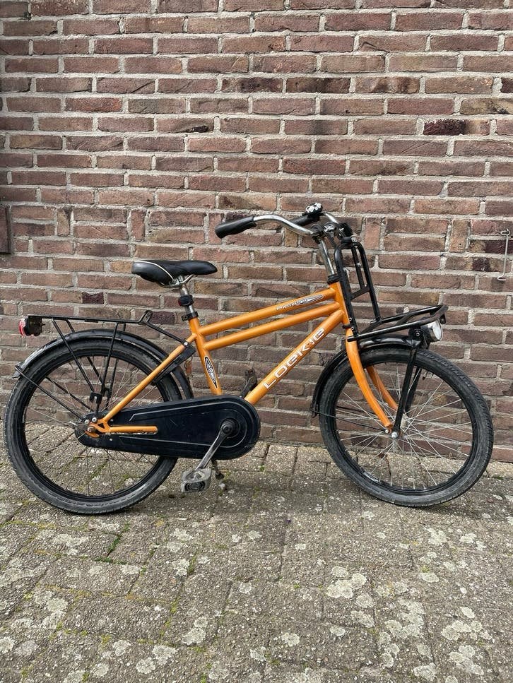 Loekie kinderfiets jongen oranje met voordrager 20 inch, Fietsen en Brommers, Ophalen, Gebruikt, 20 inch