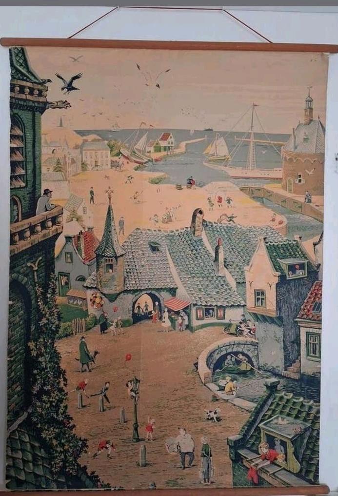 W.G. van der Hulst Schoolplaat "Zomerplaat" met boekjes, Antiek en Kunst, Ophalen