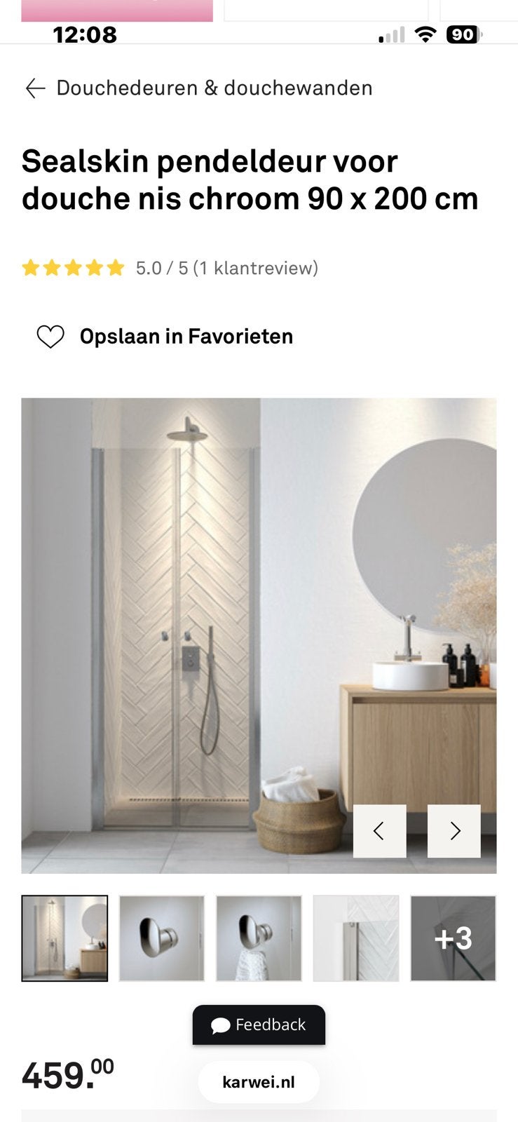 Sealskin pendeldeur 90x200 cm, Ophalen, Nieuw