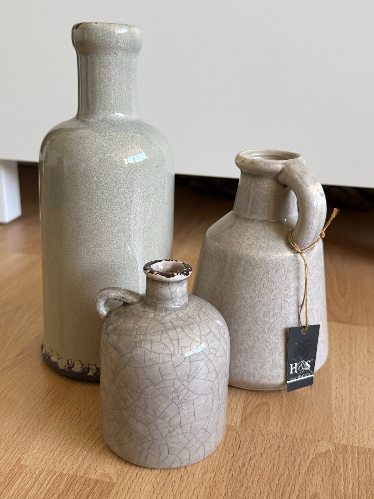Set van 3 decoratieve vazen/kruiken, craquelé look, Ophalen, Overige kleuren, 50 tot 75 cm, Aardewerk of Porselein