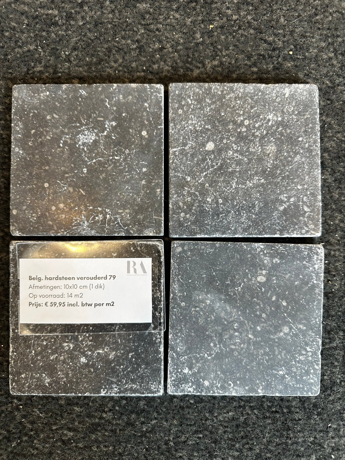 Belgisch hardsteen verouderd 10x10 cm, 14 m2 restpartij, Doe-het-zelf en Verbouw, Tegels, Ophalen, Hardsteen, Nieuw, Minder dan 20 cm
