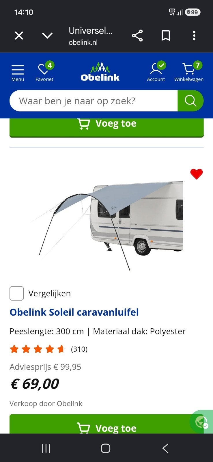 Universele caravanluifel, Caravans en Kamperen, Caravan accessoires, Ophalen of Verzenden, Nieuw