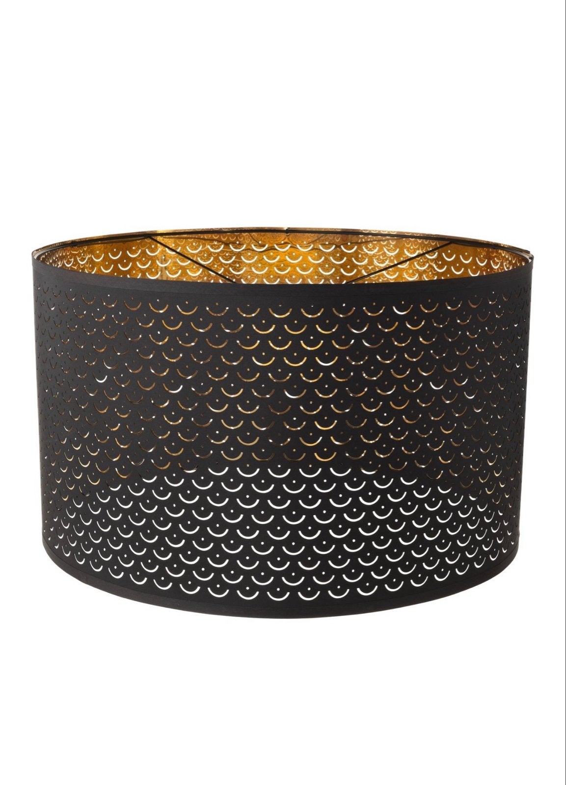 Nymö lampenkap zwart/messingkleur, 59 cm, Huis en Inrichting, Lampen | Lampenkappen, Zwart, Rond, Zo goed als nieuw, 59 cm