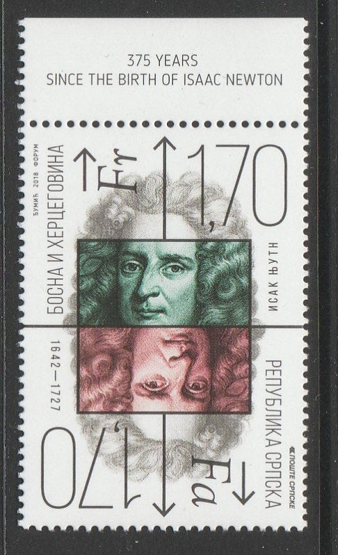 Bosnië - 375e geboortedag Isaac Newton - pf, Ophalen of Verzenden, Overige landen, Postfris