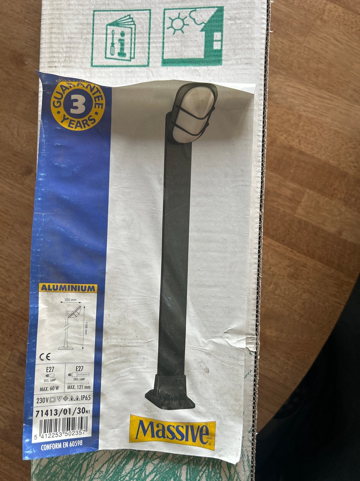 2 x Massive Buitenlamp Aluminium E27 IP65 NIEUW, Ophalen, Minder dan 50 watt, Staande lamp, Netvoeding