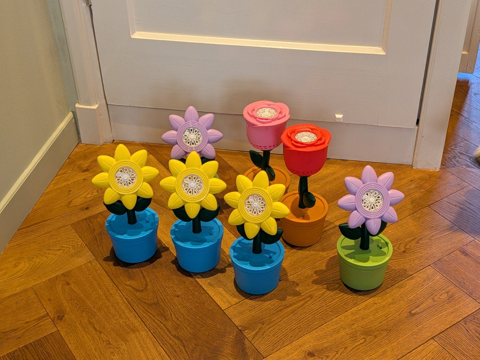 Set van 7 bellenblaasbloemen voor feestjes, Ophalen of Verzenden, Zo goed als nieuw, Versiering, Geboorte of Huwelijk