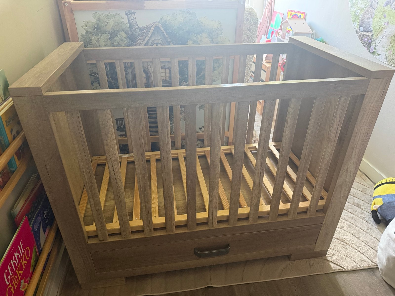 Kidsmill Brent Babybed met Lade Oldwood 60x120 cm, Ophalen, Gebruikt, Lattenbodem, Minder dan 140 cm