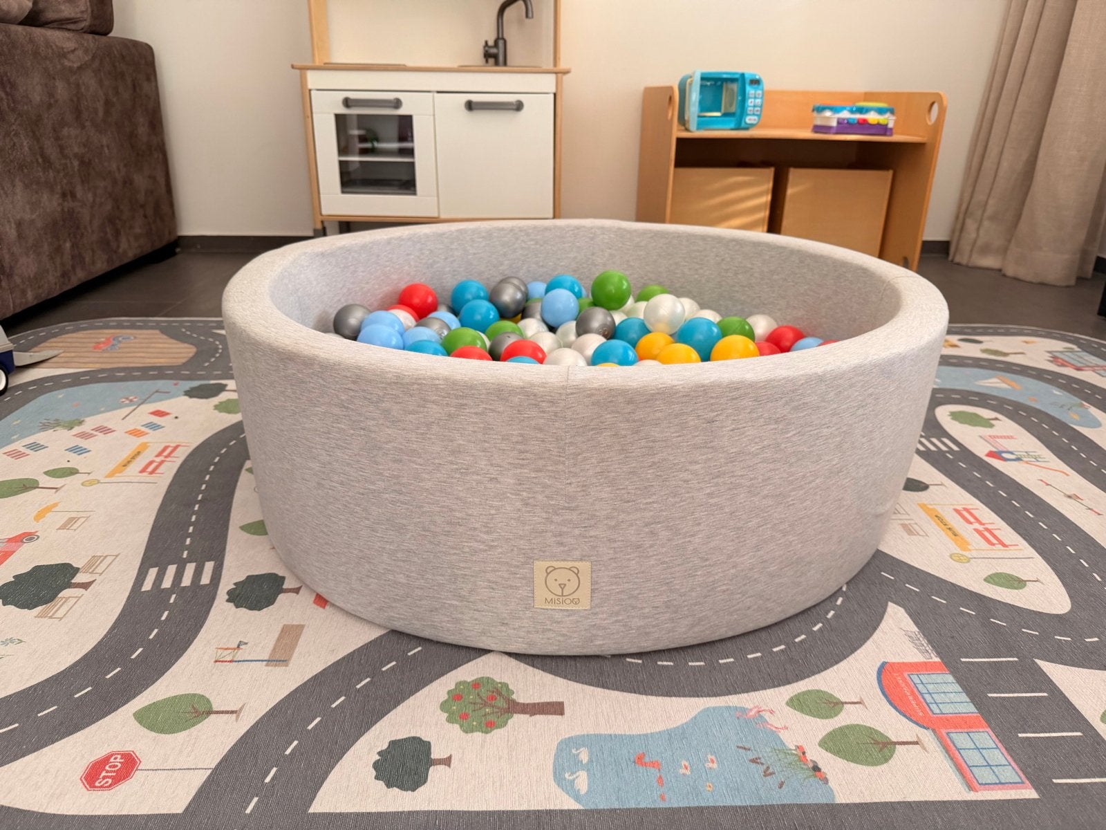 Misioo Ballenbak Rond 90x30 | Licht Grijs incl. ballen, Ophalen, Zo goed als nieuw, Jongen of Meisje