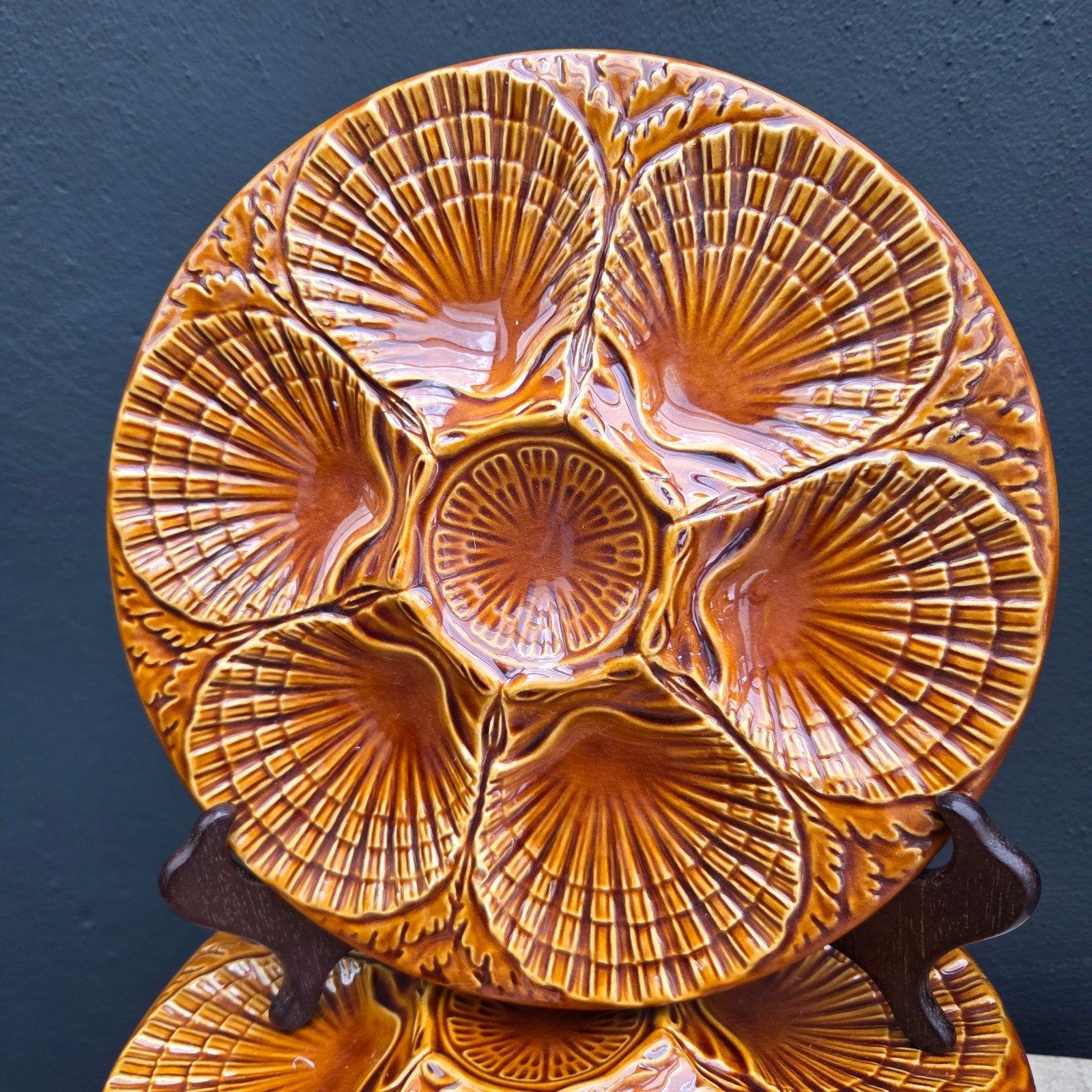 Secla vintage majolica aardewerk oesterbord, Ophalen of Verzenden