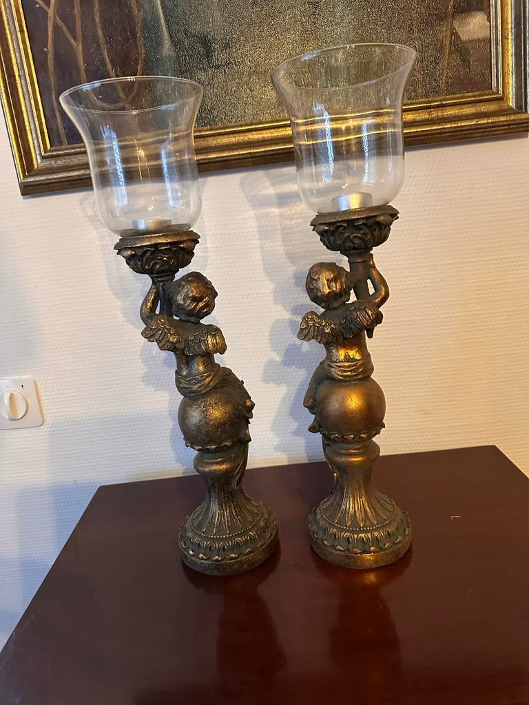 Baroque Engelen Kandelaars - Set van 2, Ophalen of Verzenden, Zo goed als nieuw
