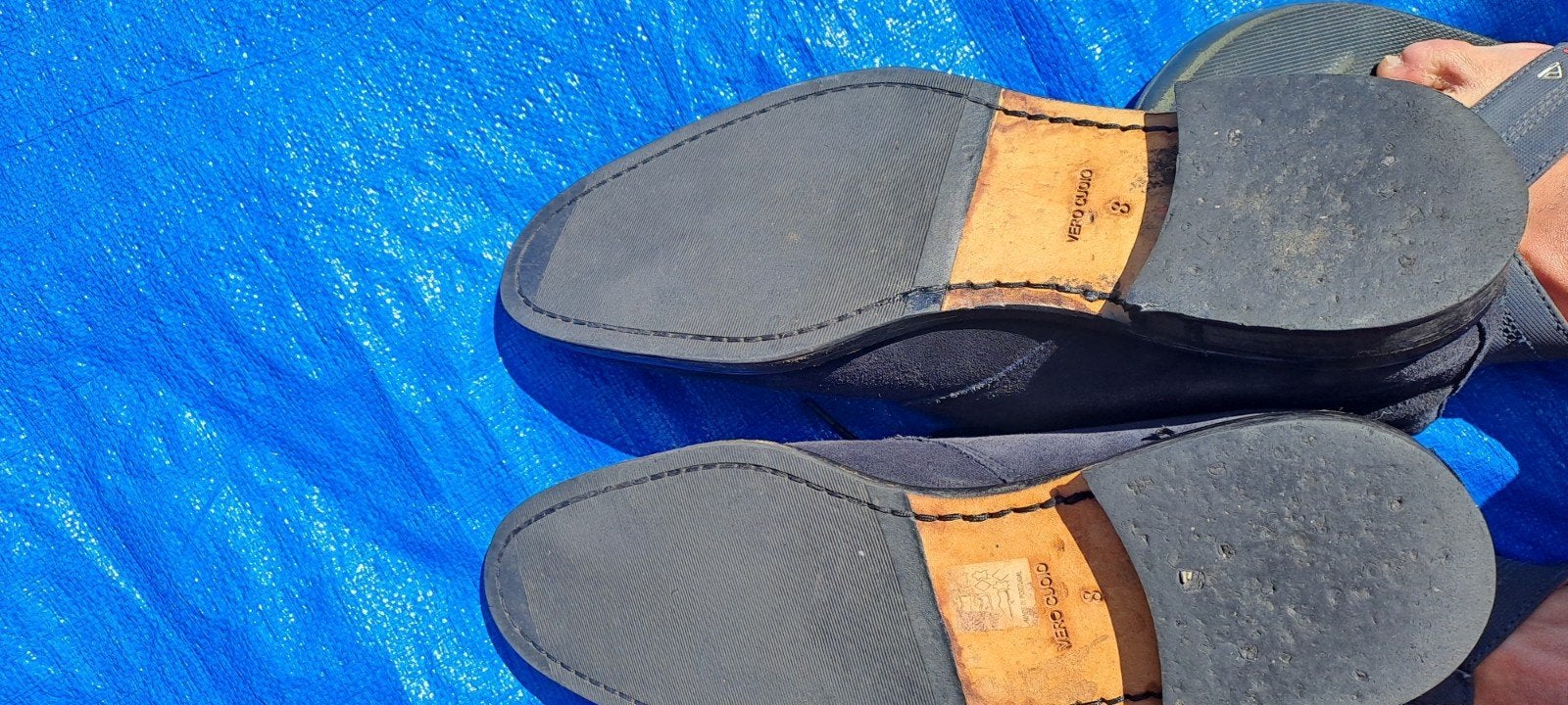 Nette blauwe suède veterschoenen, maat 42, Kleding | Heren, Ophalen, Onbekend, Blauw, Gedragen