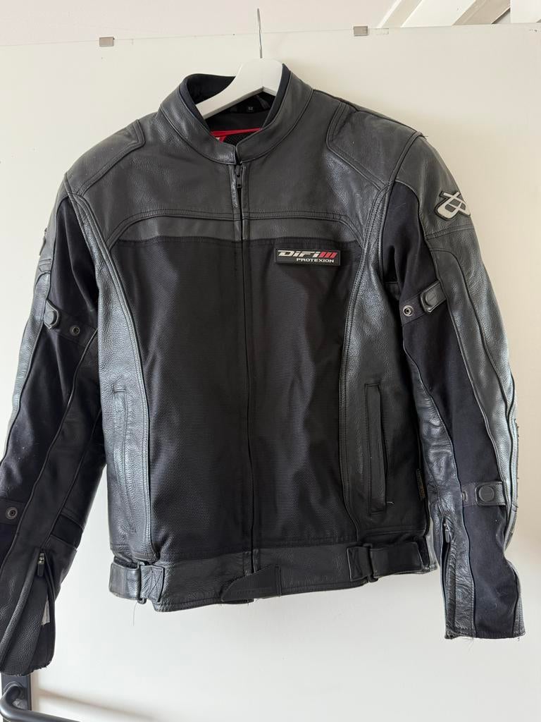 Difi Leren Heren Motorjas Zwart Maat 52, Motoren, Kleding | Motorkleding, Ophalen of Verzenden, Tweedehands, Heren, Jas | leer