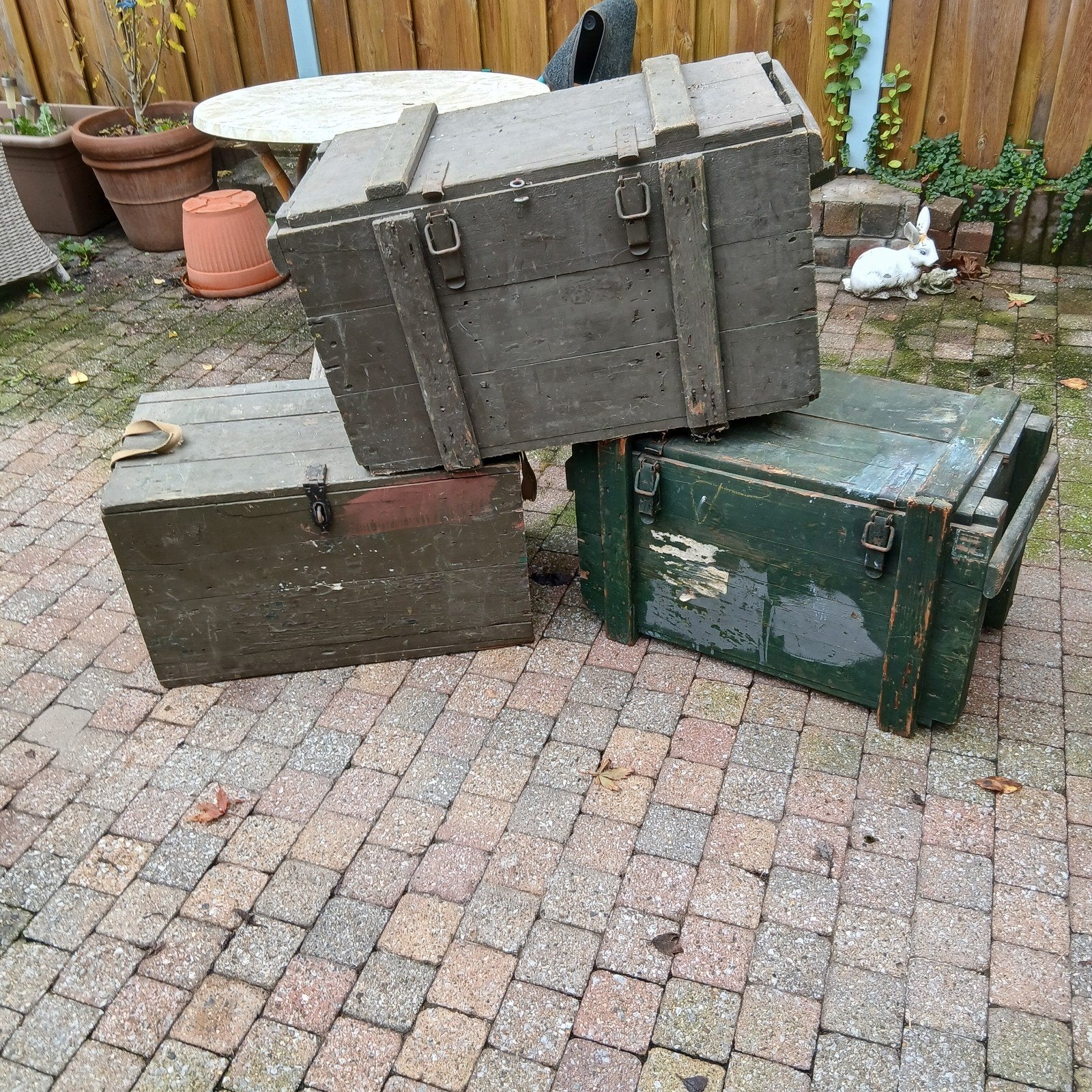 3 legerkisten, Ophalen, 50 tot 100 cm, Minder dan 50 cm