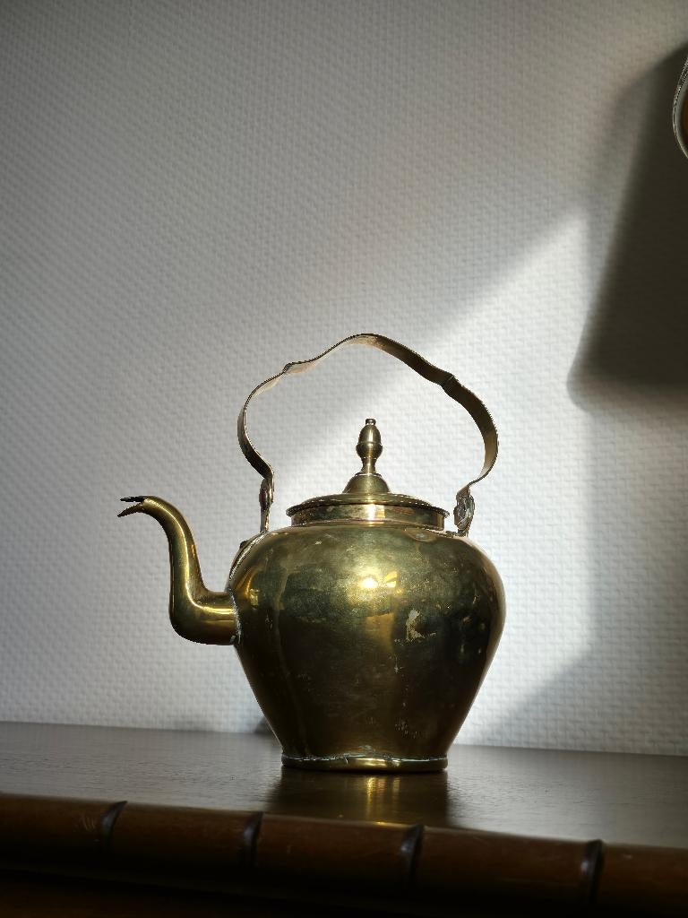 Vintage messing theepot – messing, Ophalen of Verzenden, Koper