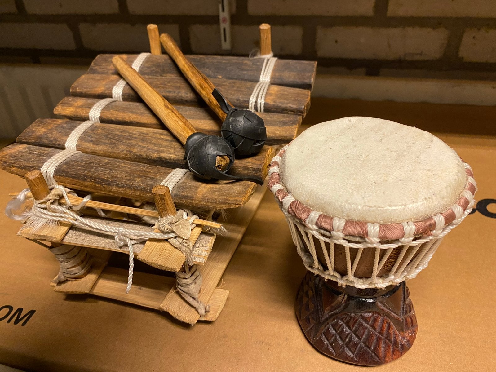 Ballafon met drum - Afrikaanse decoratie set, Ophalen of Verzenden, Gebruikt